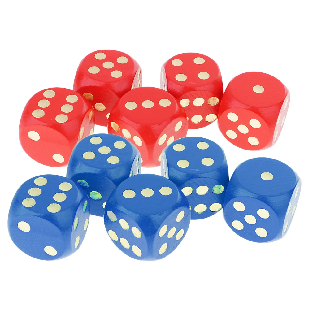 10Pcs Dotted Dice 6 Sided D6 Wooden Block Dices for Party MTG DND Role Playing Game Toy | Спорт и развлечения