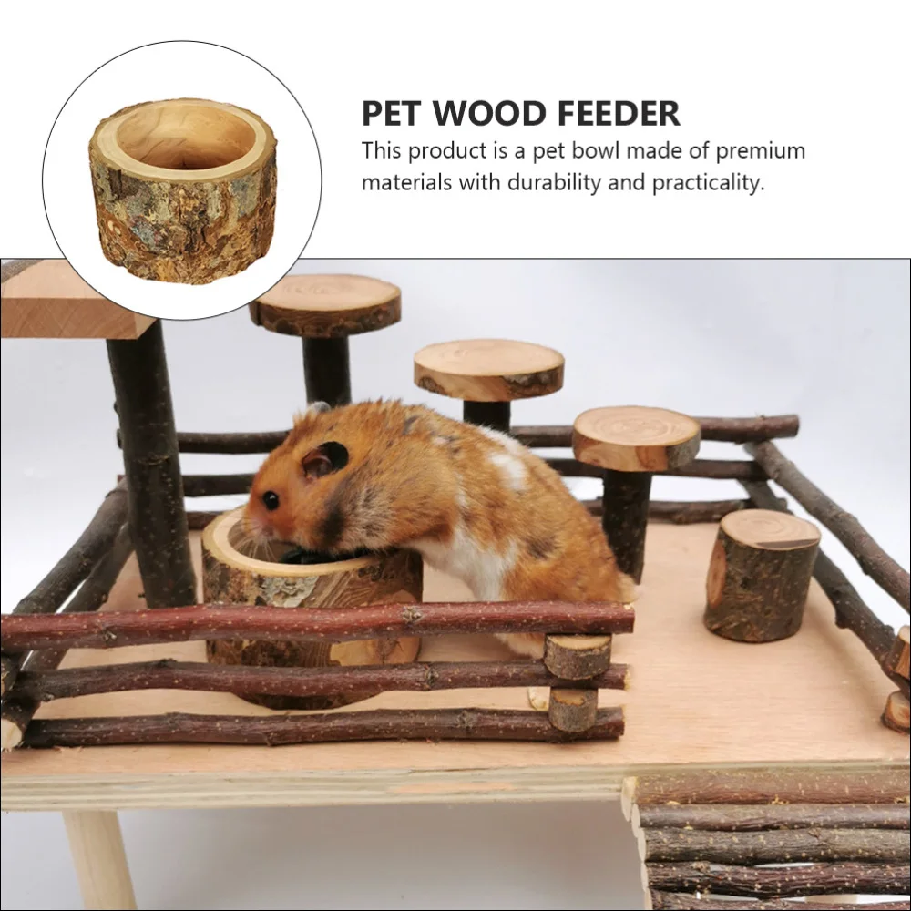 

1Pc Pet Hamster Bowl Wood Feeder Bowl Small Pet Feeding Bowl (Random Color)