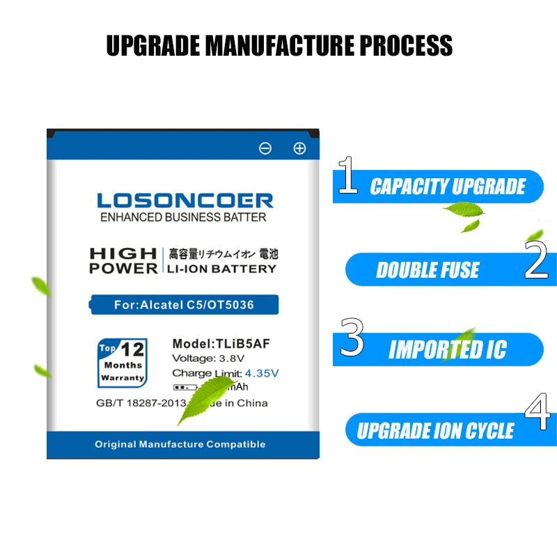 Аккумулятор TLiB5AF 2800 мАч для Alcatel one touch Pop C5 OT5036 OT5036D OT-5036 TCL S800 S710 997D OT-5036D OT997 5037 |