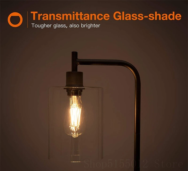 

American Corner Floor Lamp Iron Glass Lampshade Led Stand Standing Lamps for Living Room Retro Decor Restaurant Stand Light
