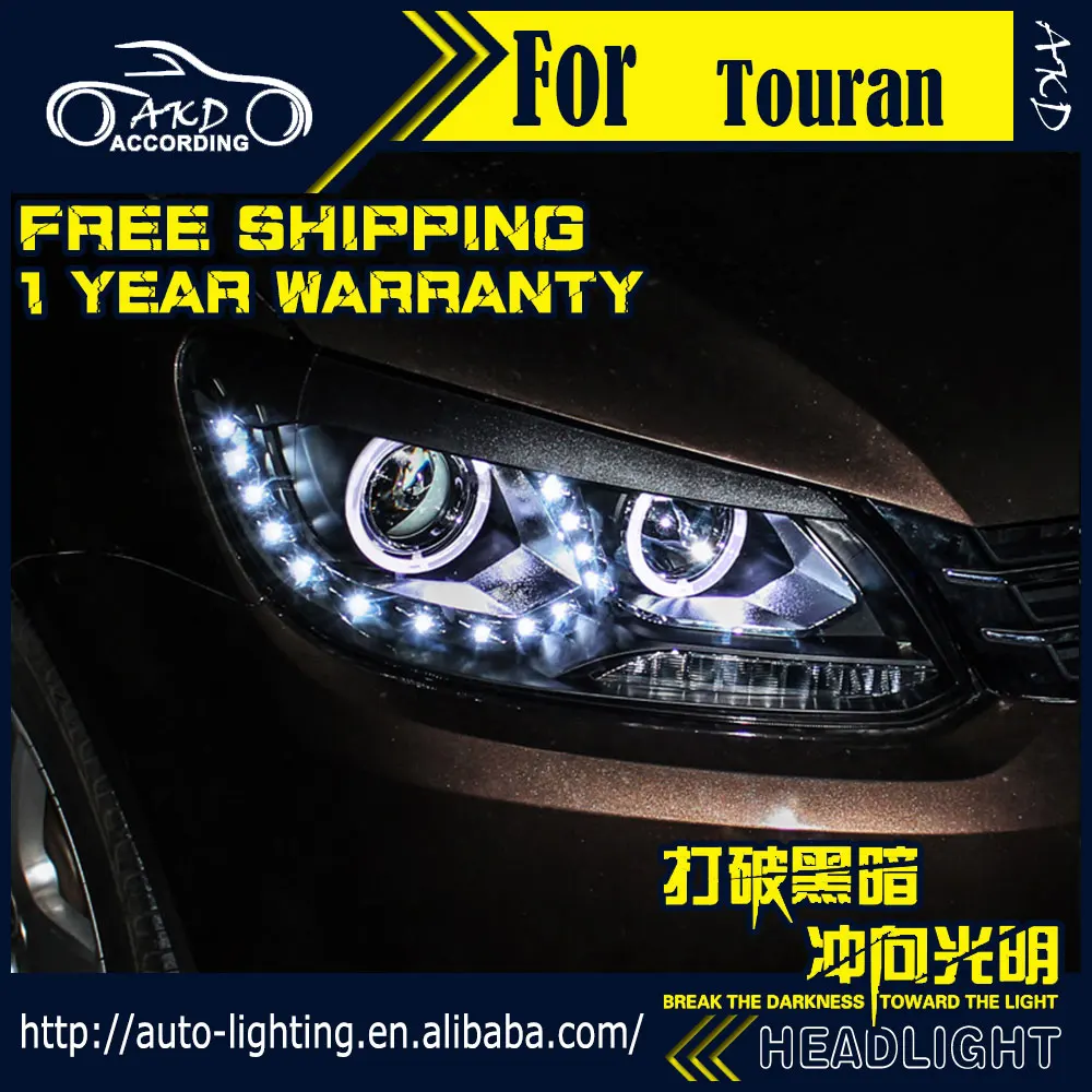 AKD автостайлинг фары для Touran 2011 2015 светодиодный ные DRL D2H Hid сигнал поворота Bi Xenon