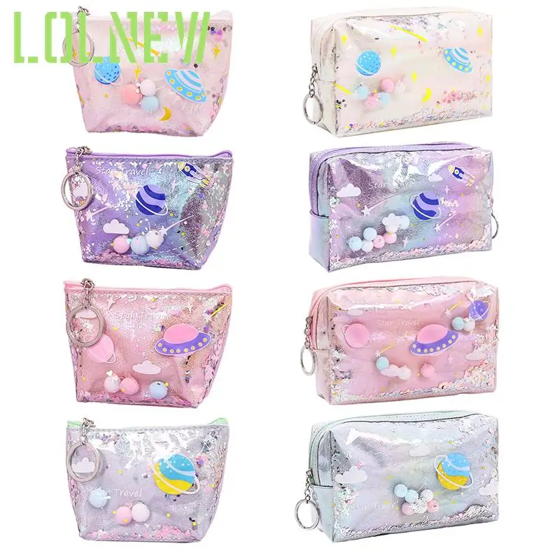 

Women Laser Quicksand UFO Bag PVC Coin Purses Fashion Clear Coin Wallet Female Girls Kids Coin Card Holder Purse Pouch