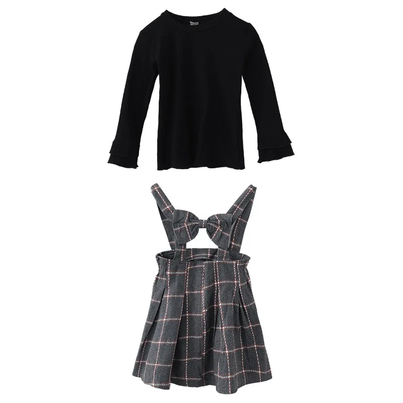 

Girl's skirt suits the new 2021 autumn children braces skirt suits checked two-piece han edition cuhk children's girl