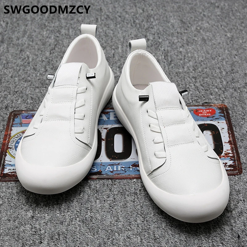 Роскошная мужская обувь лоферы из натуральной кожи белые кожаные кроссовки