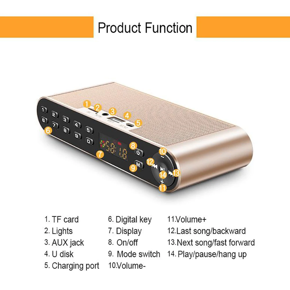 Bluetooth Speaker Portable Wireless Audio Speakers HiFi Stereo Sound Dual with Mic Support TF Card U Disk AUX FM Radio | Электроника