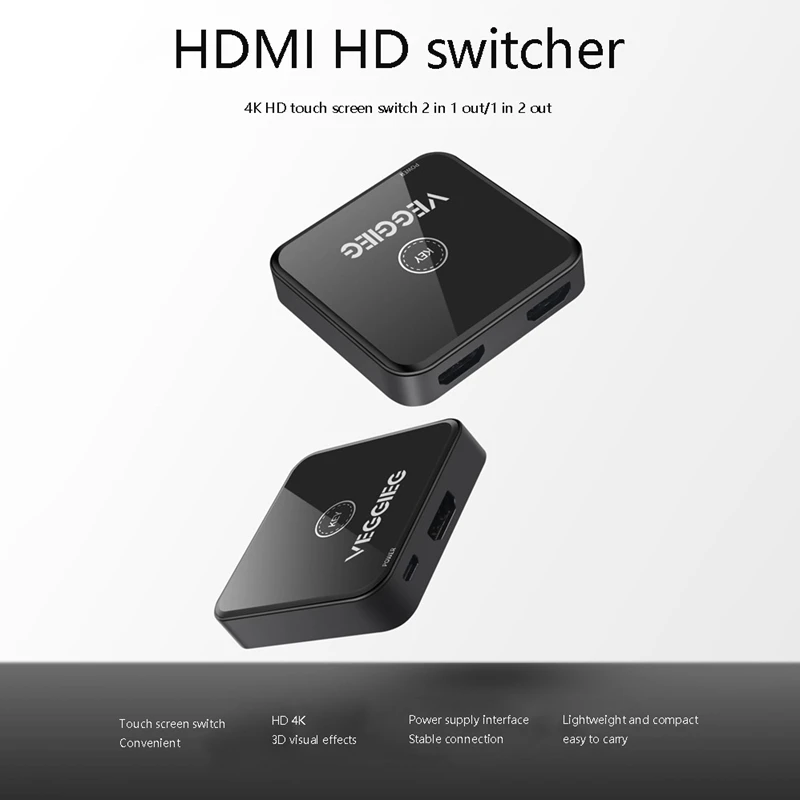 

VEGGIEG HDMI Splitter 4K HDMI Switch 1X2/2X1 Adapter HDMI Switcher 2 in 1 Out HDMI Switch