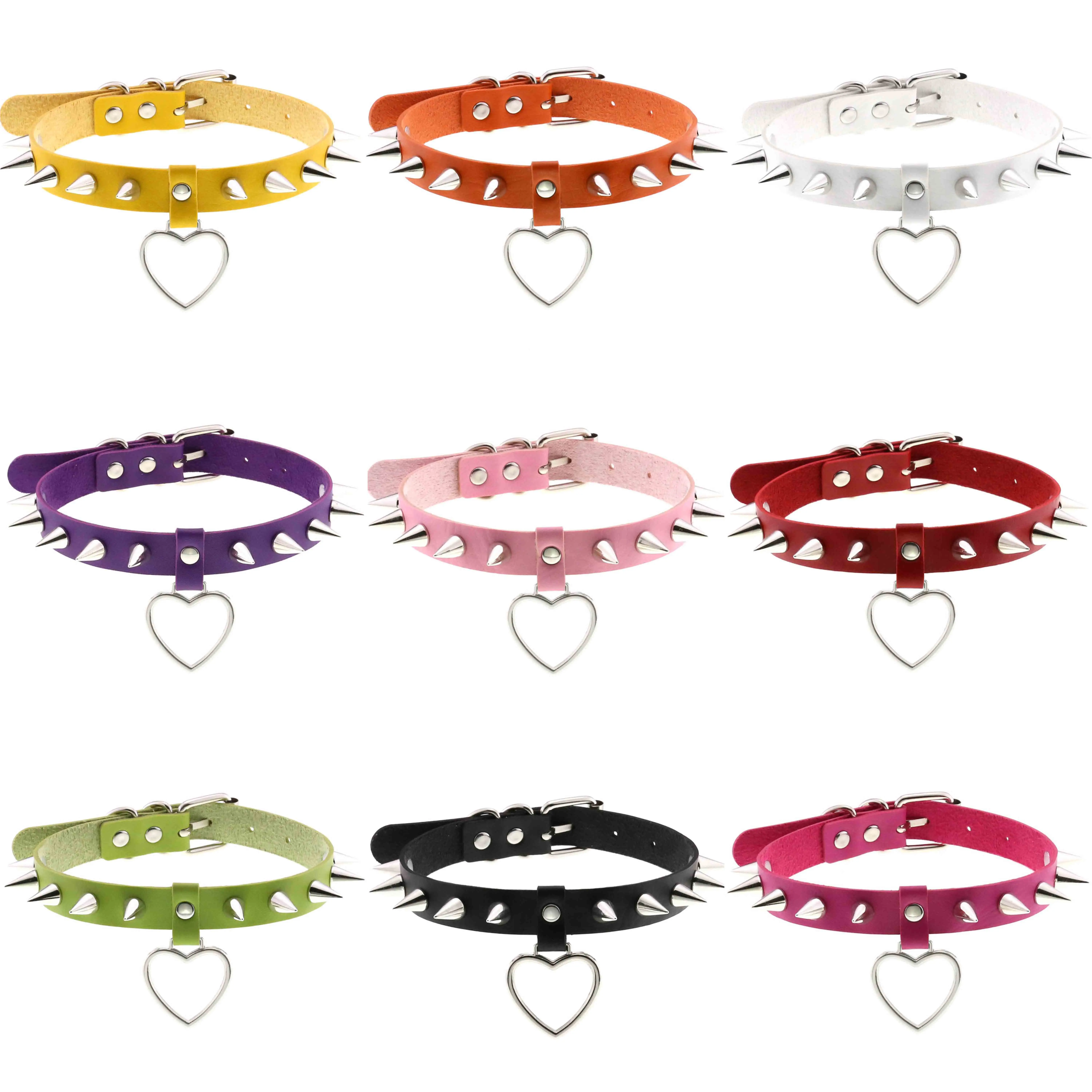 

Charm Rivet Heart Pendant Goth Sexy Collar Necklaces for Women PU Leather Harajuku Punk Choker Necklace Egirl Gothic Jewelry