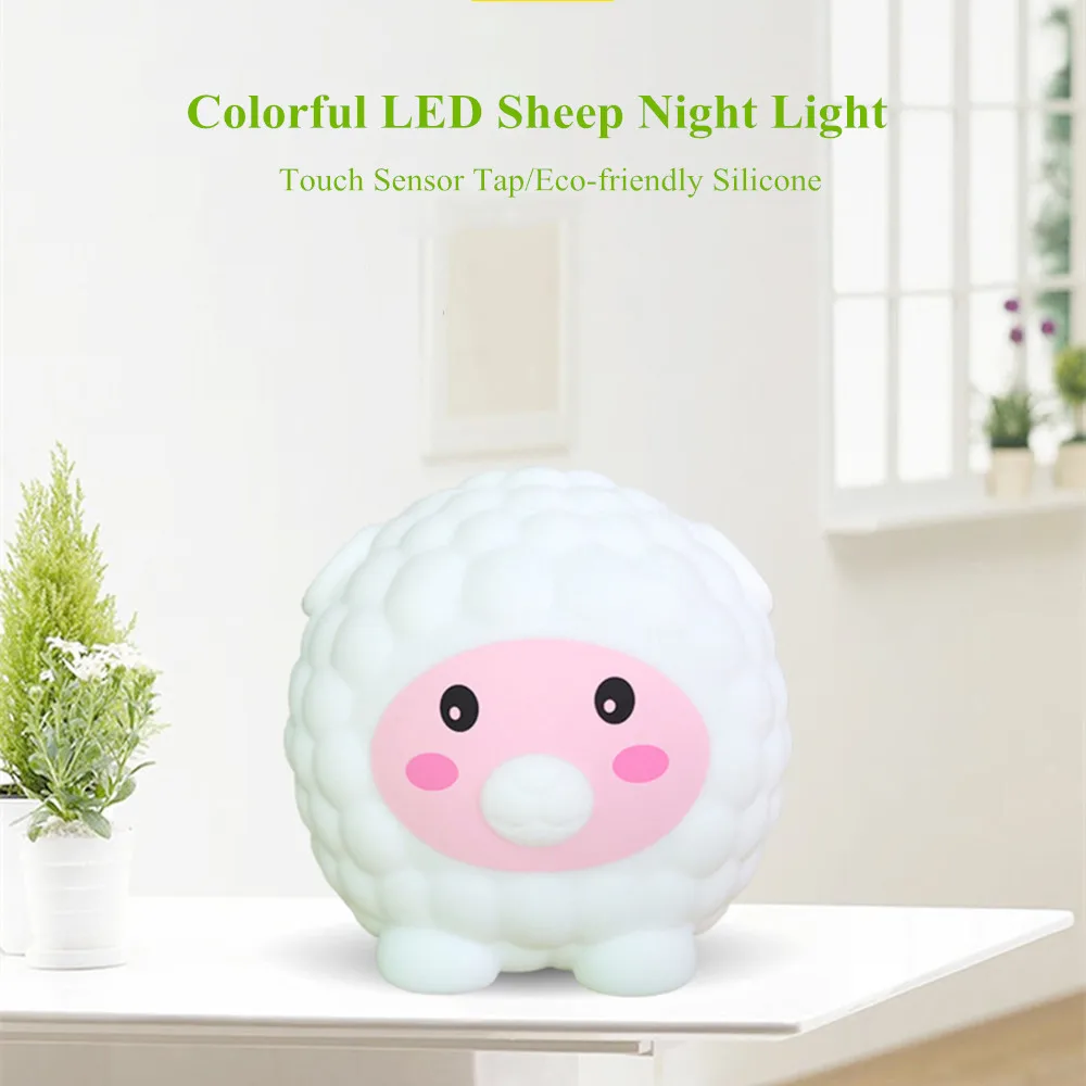 Светодиодный ночсветильник в виде овцы с сенсорным датчиком цветная силиконовая
