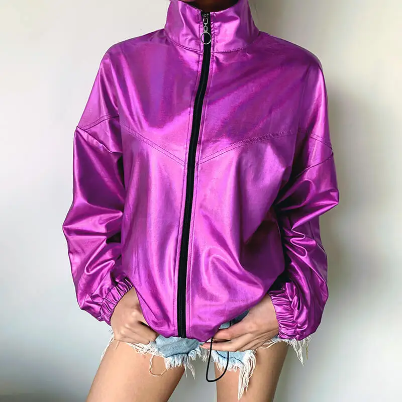 

Zipper Warm Purple Women Coats Loose 2021 Fashion Solid Color Autumn Winter Long Sleve Outdoor Streetwear Lady Cardigan Coat