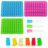 1 set 50 cavity silicone gummy bear chocolate candy cake tools fashion moulds silicone mold gummy bear mold ice tray mold