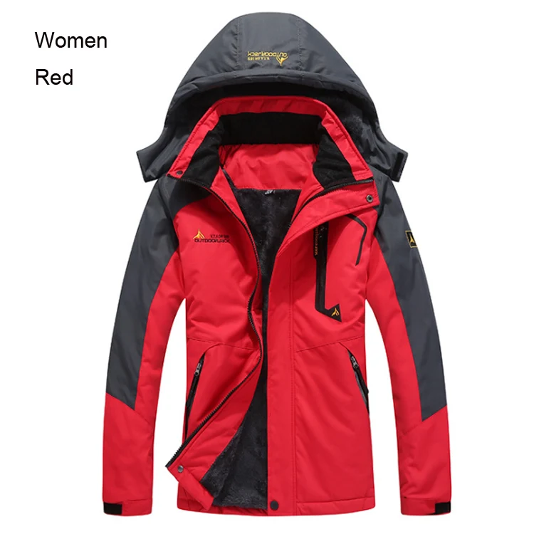 women red TRVLWEGO-20 градусов супер теплая зимняя Лыжная куртка для пеших прогулок Мужская Водонепроницаемая дышащая куртка для сноуборда куртка для катания на лыжах - Цвет: women red