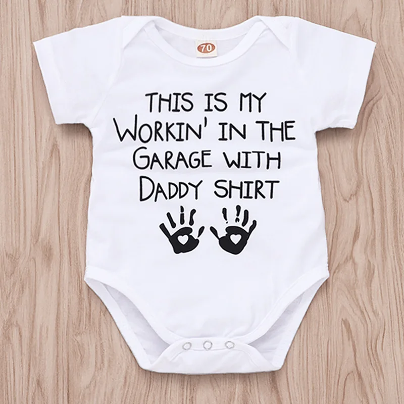Белое боди с надписью This Is My workin In The Garage with Daddy летняя одежда для маленьких девочек