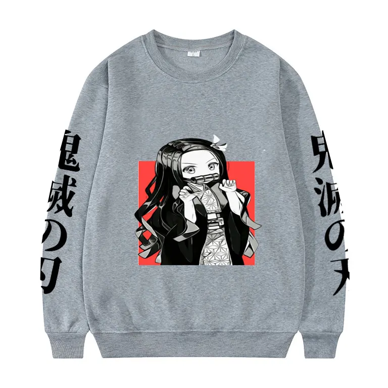 

Kawaii Japan Anime Demon Slayer Sweatshirt Cute Kimetsu No Yaiba Kamado Nezuko Print Pullover Men Women Fashion Harajuku Clothes