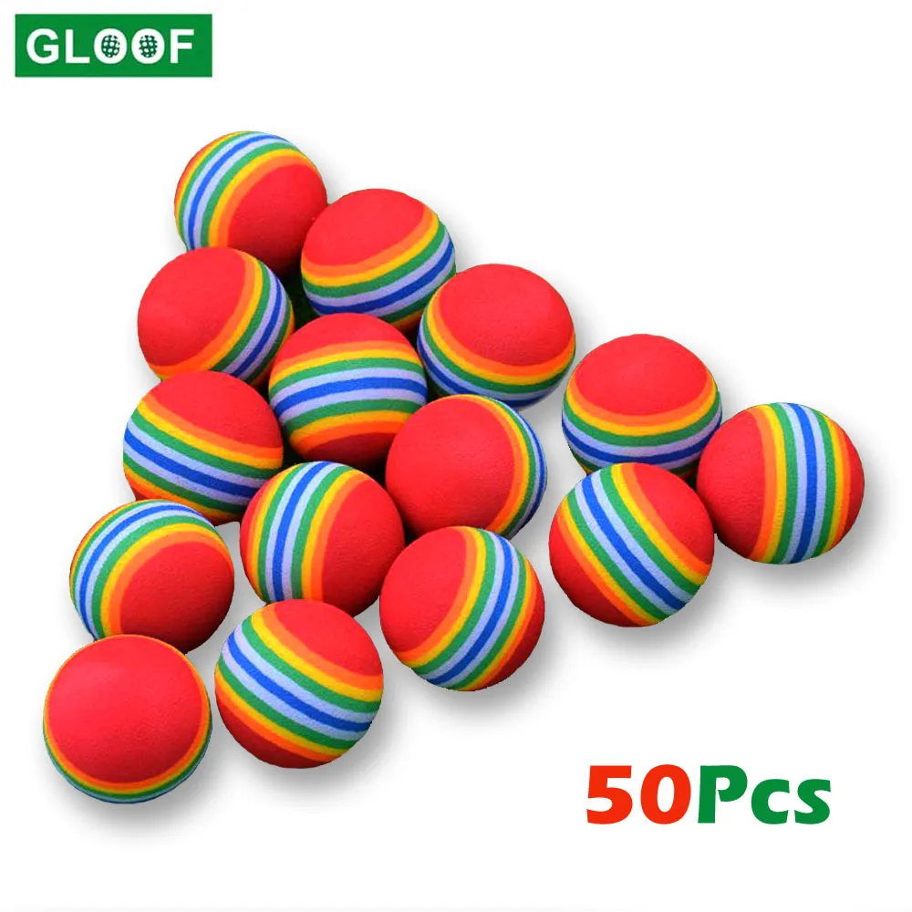 50Pcs/Set EVA Foam Golf Balls Hot New Rainbow Sponge Indoor golf Practice ball Training Aid Random Color