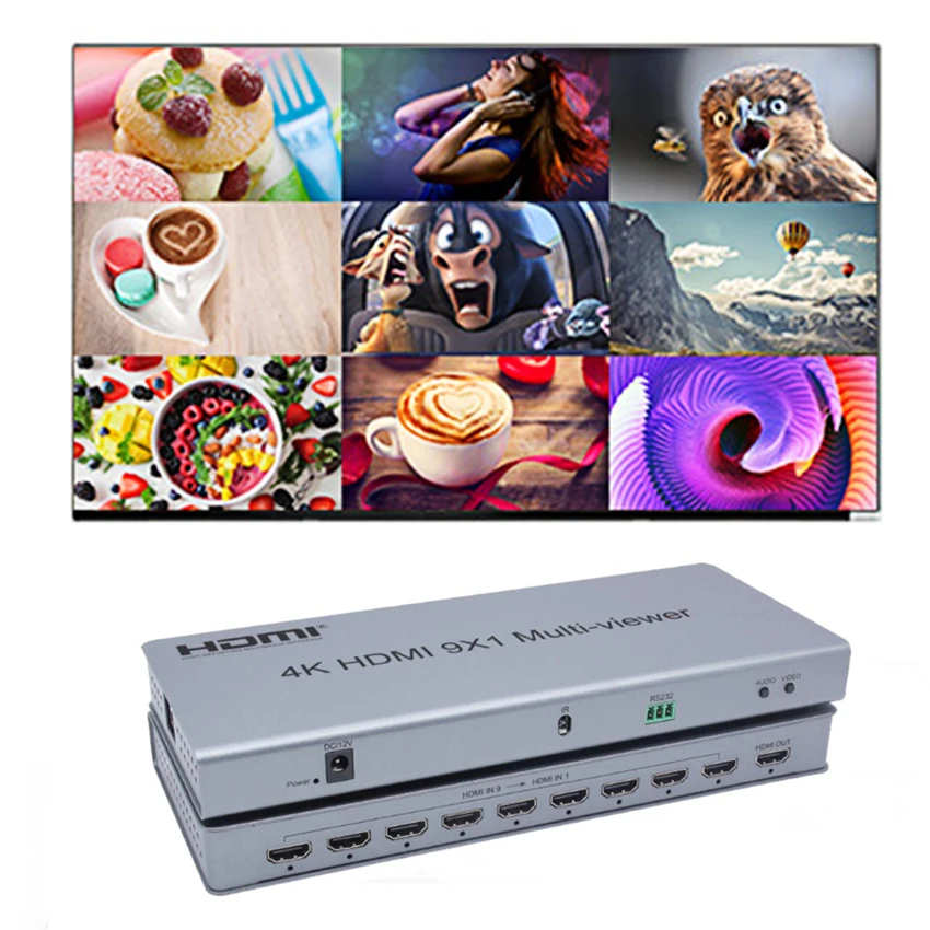 4K 30Hz HDMI 9X1 мульти-просмотр в режиме реального времени мультипросмотра 9 в 1 выход с HDMI бесшовный переключатель функция ИК-пульт дистанционного управления