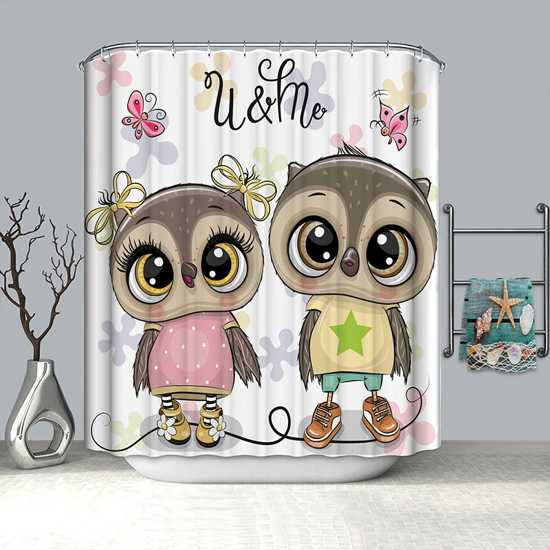 

cartoon owl bathroom curtain kids bathroom decoration shower curtain new