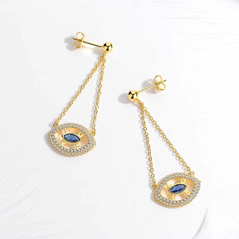 Женские серьги подвески из серебра 925 пробы с голубым камнем|Серьги-подвески| |