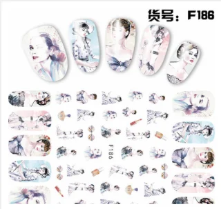 186 1 шт цветок серии ногтей переводные наклейки воды Полный Обертывания лаванды ногтей Советы DIY - Цвет: 186