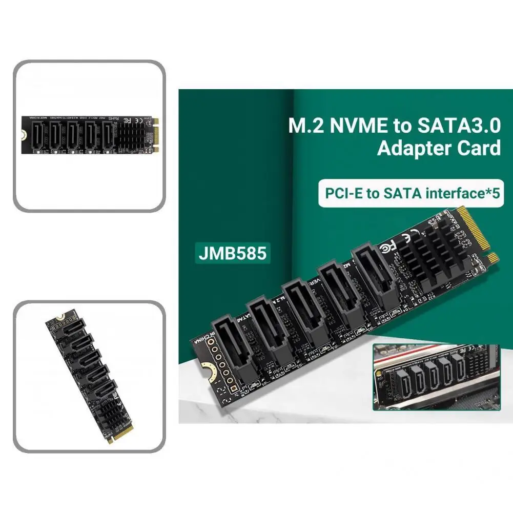 

Widely Compatible Mini M.2 PCIE to SATA 3 5Ports Hard Drive Compact Extension Adapter Card for Server