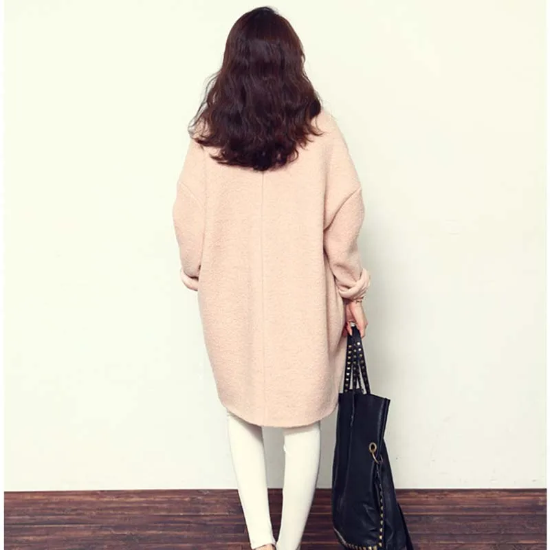 Женская шерстяная куртка зимняя Новинка элегантное Свободное пальто толстое