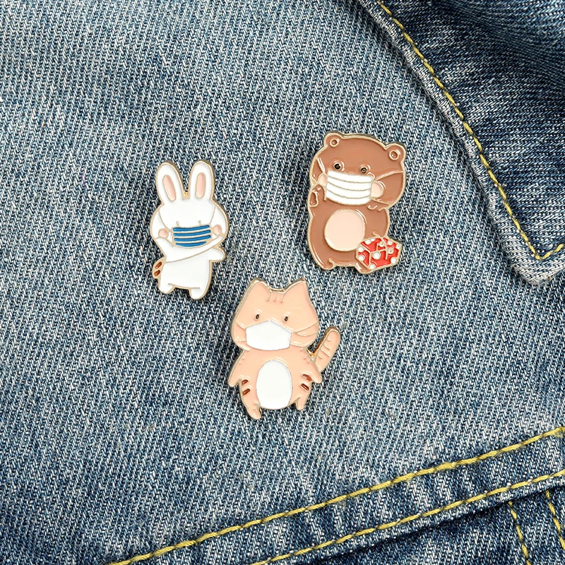 

Cartoon Cat Bear Rabbit Brooches for Women Funny Animal Enamel Pin Lapel Backpacks Badge Metal Jewelry Gift 2021 Wholesale