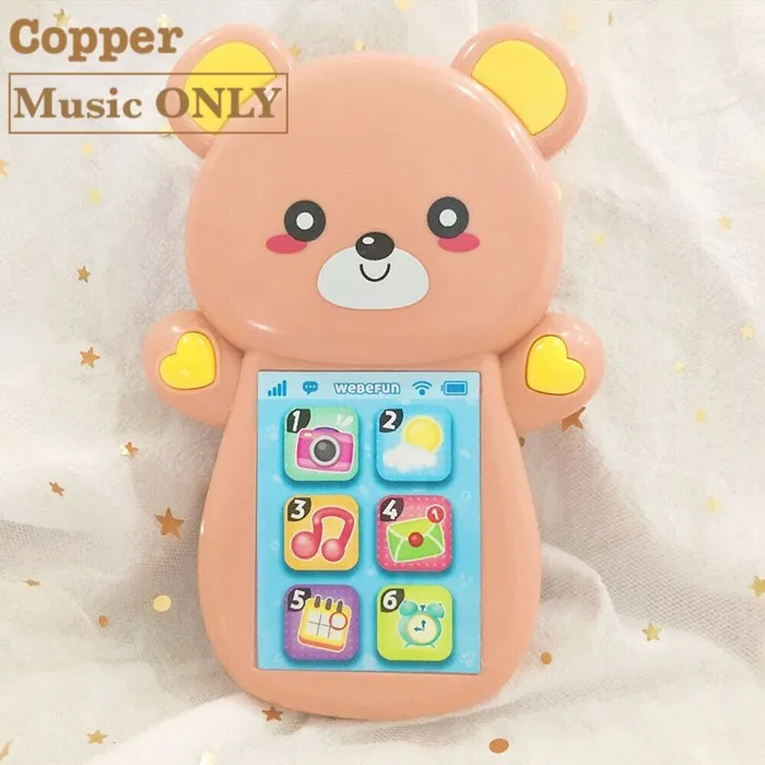 Copper Игрушечный телефон для детей испанский Пение Музыкальный телефон ребенок 0-12 играть Мобильный ребенок плач смартфон мальчик девочка младенец раннее образование - Цвет: Copper