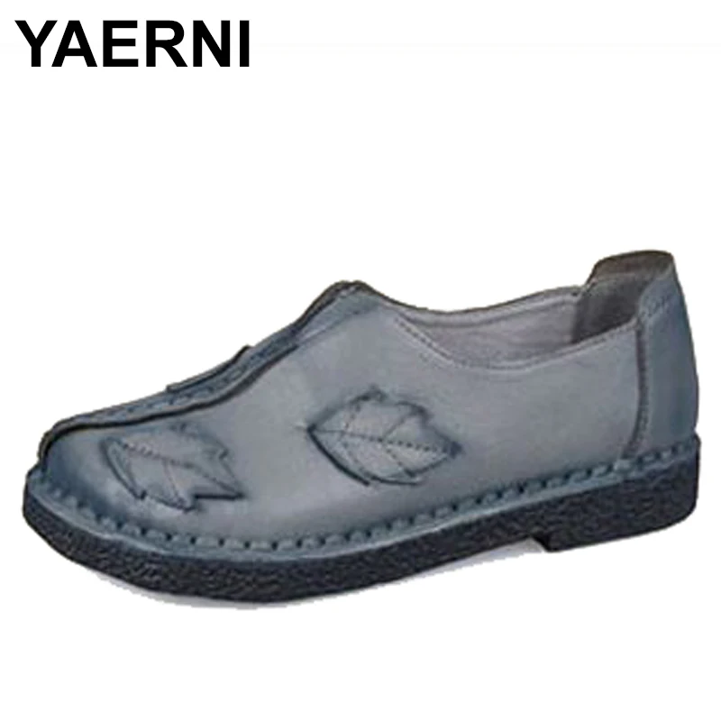 Женские туфли на плоской подошве YAERNI повседневные из 100% натуральной кожи в