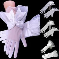women lace mesh gloves ladies white wrist gloves large bow knot marriage glove party cosplay accessories