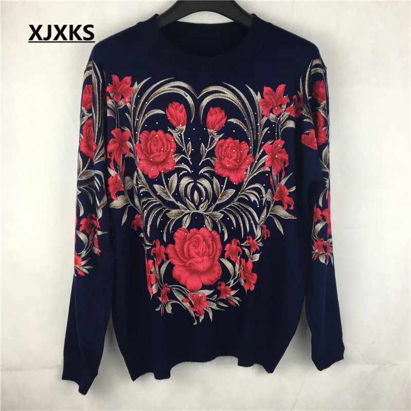 Style 4 XJXKS, женский джемпер, Осень-зима, свитер большого размера с длинным рукавом, женская трикотажная одежда, свободный свитер, Женский пуловер с принтом - Цвет: Style 4