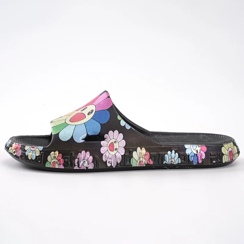 

Fashion Summer Women Sandals Floor Flat Lovely Cartoon Flowers Indoor Flip Flops Non-Slip Bedroom Beach Slippers Couples Shoes.
