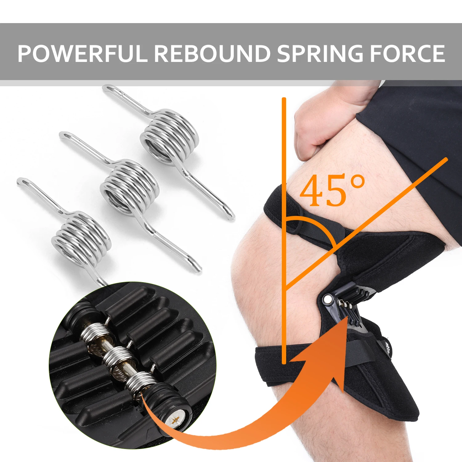 

Joint Support Knee Pads Breathable Non-slip Power Lift Joint Support Powerful Rebound Spring Force Knee Booster
