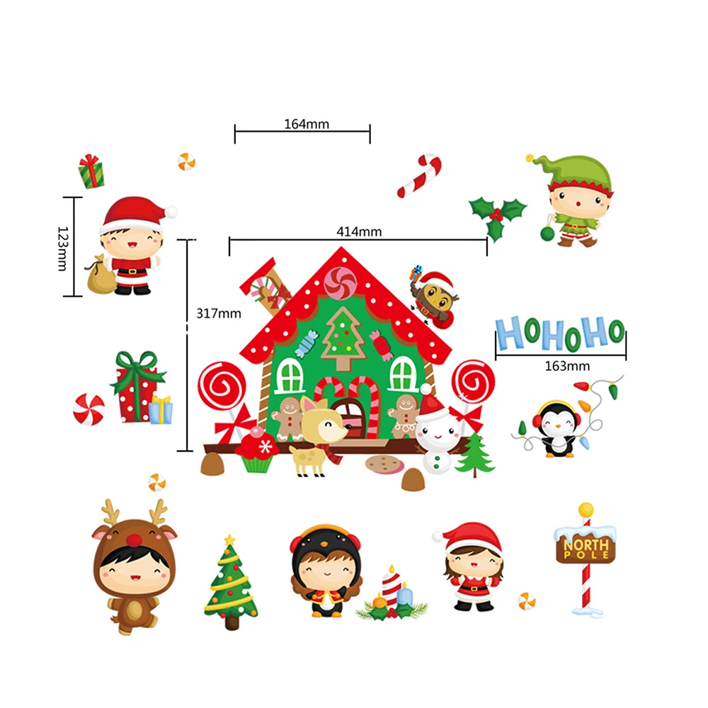 DIY Christmas Wall Sticker Living Room Xmas Santa Claus Snowman Elk Stickers Window Showcase Glass Decor Poster Decorative Films | Дом и сад