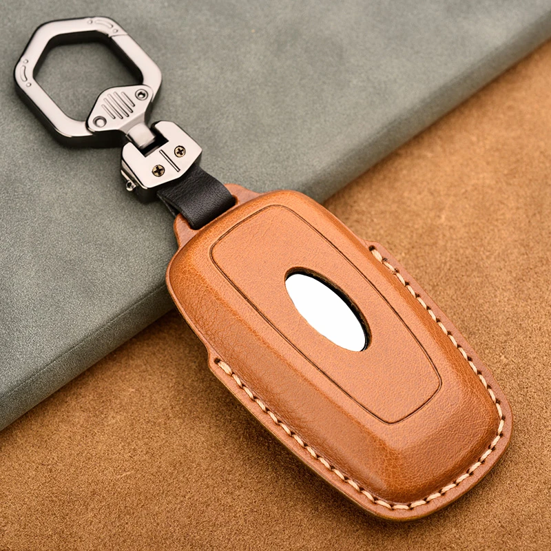 

Leather 2020 Key Case for Ford Focus Edge Explorer 5 Mondeo Mk4 Escort Trurus TITANIUM Mustang Ranger Car Key Cover Ring