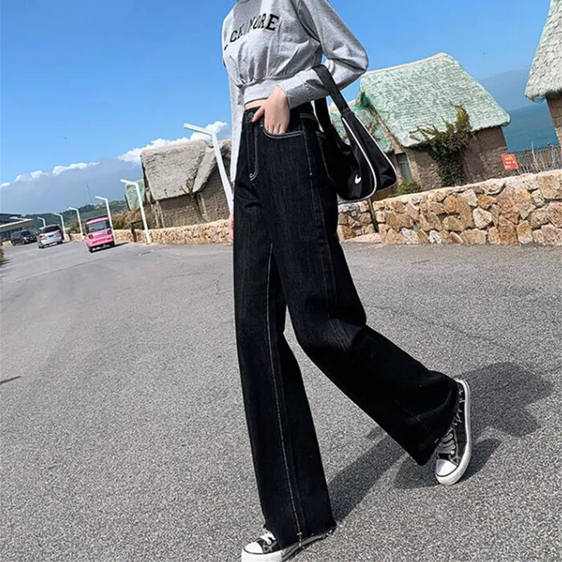 

Woman Jeans High Waist Clothes Wide Leg Denim Clothing Blue Streetwear Vintage Quality 2021 Fall Fashion Harajuku Straight Pants