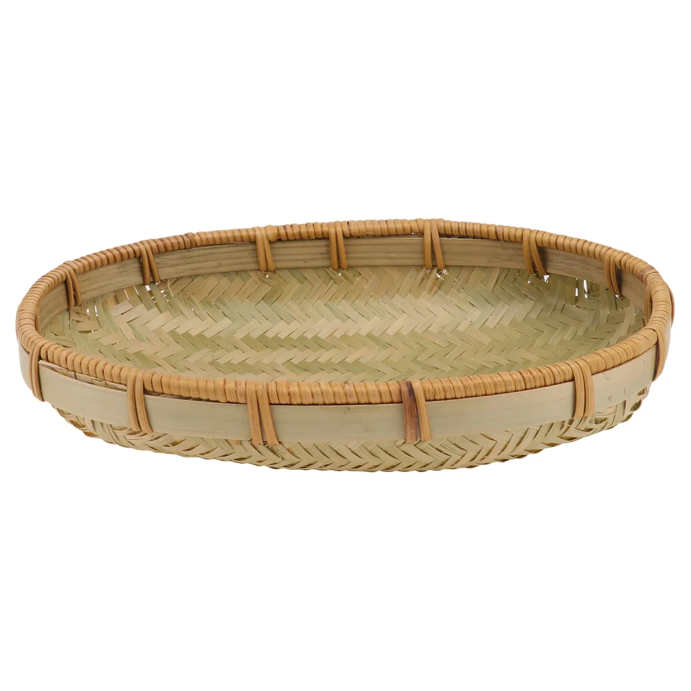 

1PC Hand-woven Snack Pastry Basket Bamboo Woven Restaurant Biscuit Basket(Green)