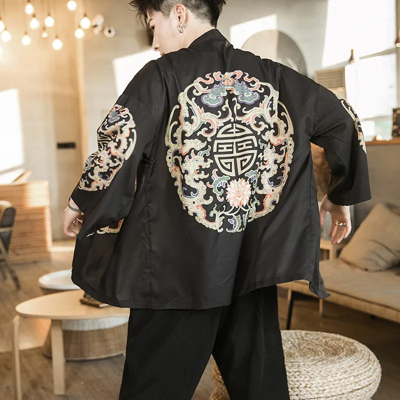 Женское кимоно 3XL кардиган Мужская японская юката с Оби Традиционная