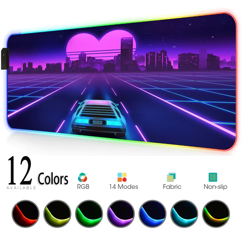 

Rgb mousepad led retrowave synthwave rgb mouse pad gamer pink rgb carpet Gamer keyboard setup gamer led desk mat DropShipping