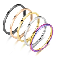 korean fashion new 2mm titanium steel ring minimalist fashion rose gold stainless steel couple ring for men women jewelry