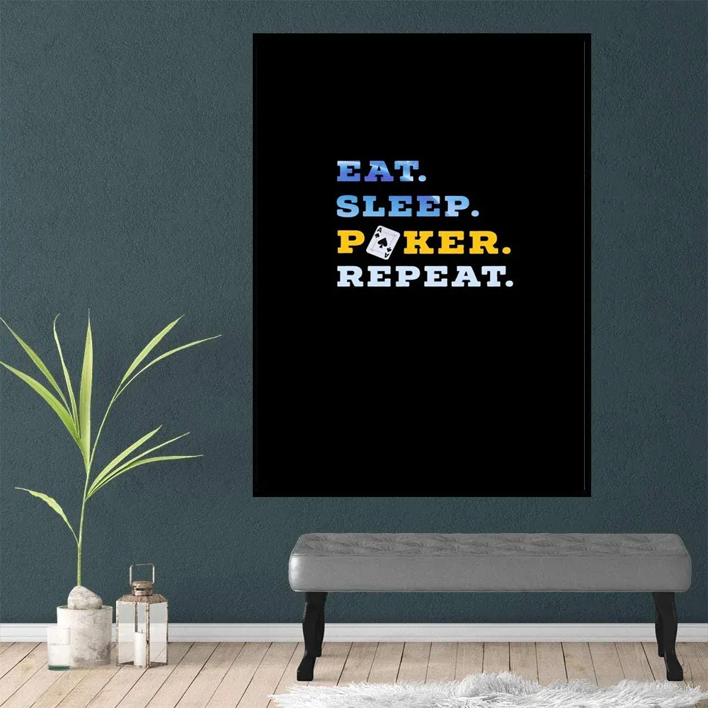 Рисунок на холсте с надписью Eat Sleep казино пик Техас ласвегас | Дом и сад