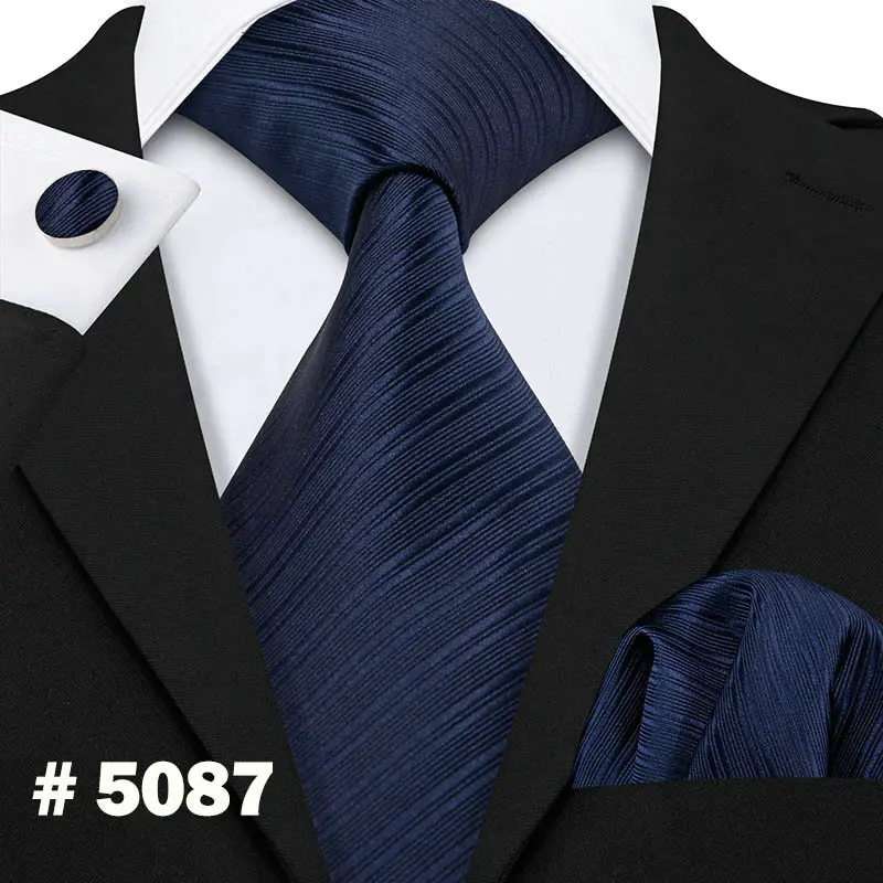 LS-5087 LS-877, мужской галстук в темную полоску, шелк, Классический жаккардовый тканый Barry.Wang галстук, носовой запонки, набор для мужчин, формальный, для свадьбы - Цвет: LS-5087