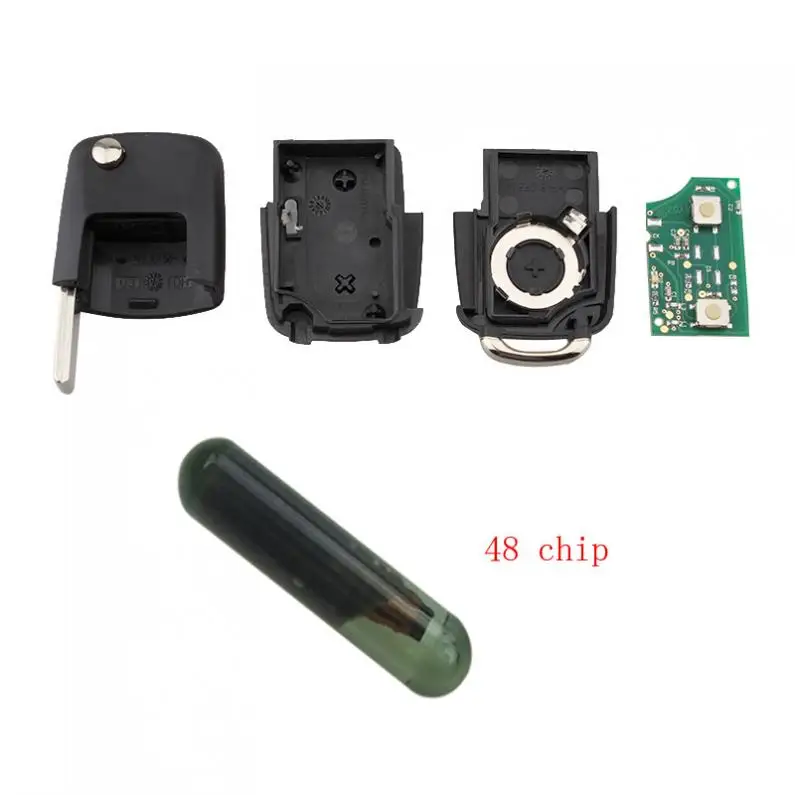 2 Buttons Keyless Uncut Flip Remote Key Fob with ID48 Chip 1J0 959 Fit for VW Beetle Bora Passat Polo Transporter T5 2002-2010 | Автомобили