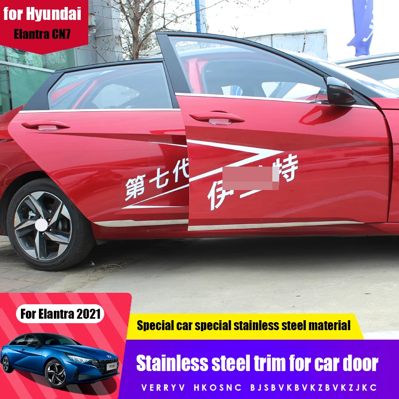 

Полоса для отделки двери автомобиля Avante CN7 из нержавеющей стали, с блестками против царапин, Модифицированная внешняя для Hyundai Elantra CN7 2021