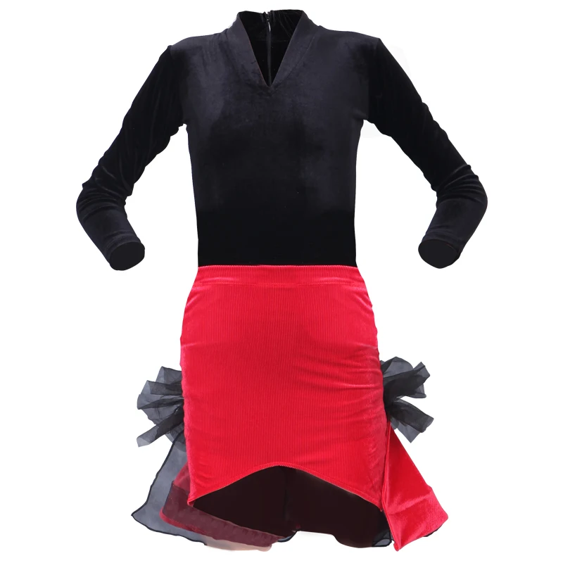 

2020 Children Dress For Dancing Latin Dance Skirts For Girls Long Sleeve Tops Skirts Salsa Tango Ballroom Costume Dress DQS3398