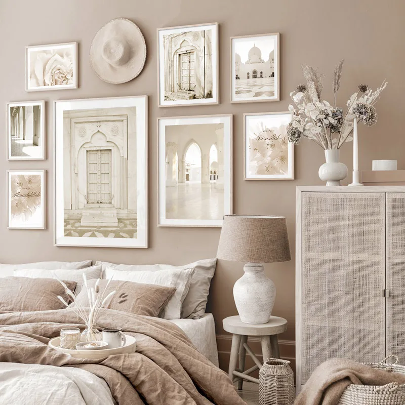 Islamic Beige Poster Landscape Canvas Print Mosque Morocco Door Wall Art Painting Bohemia Picture Modern Home Room Decoration | Дом и сад