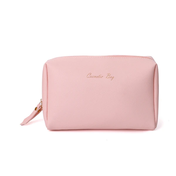 pink 1 шт. однотонная женская косметичка из искусственной кожи, водонепроницаемая косметичка, косметичка для путешествий на молнии, косметичка, красивый чехол, Neceser - Цвет: pink