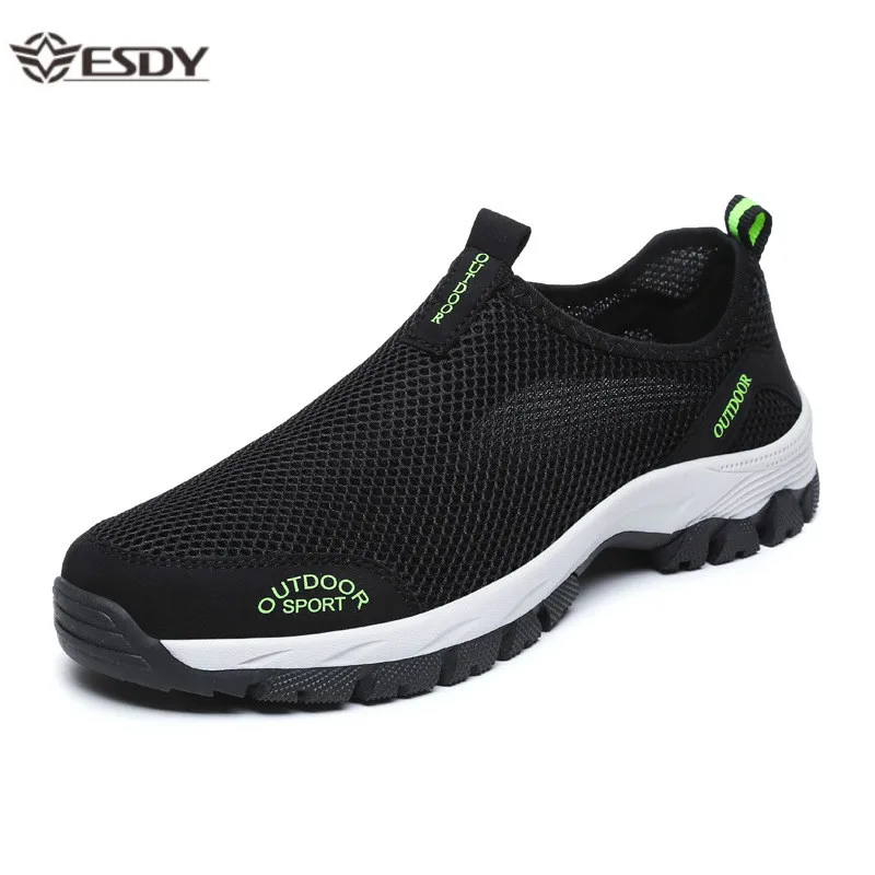 Summer Casual Shoes for Men 2019 Fashion Breathable Slip-On Mesh Sports Flat Sneakers Plus Size 39-49 |