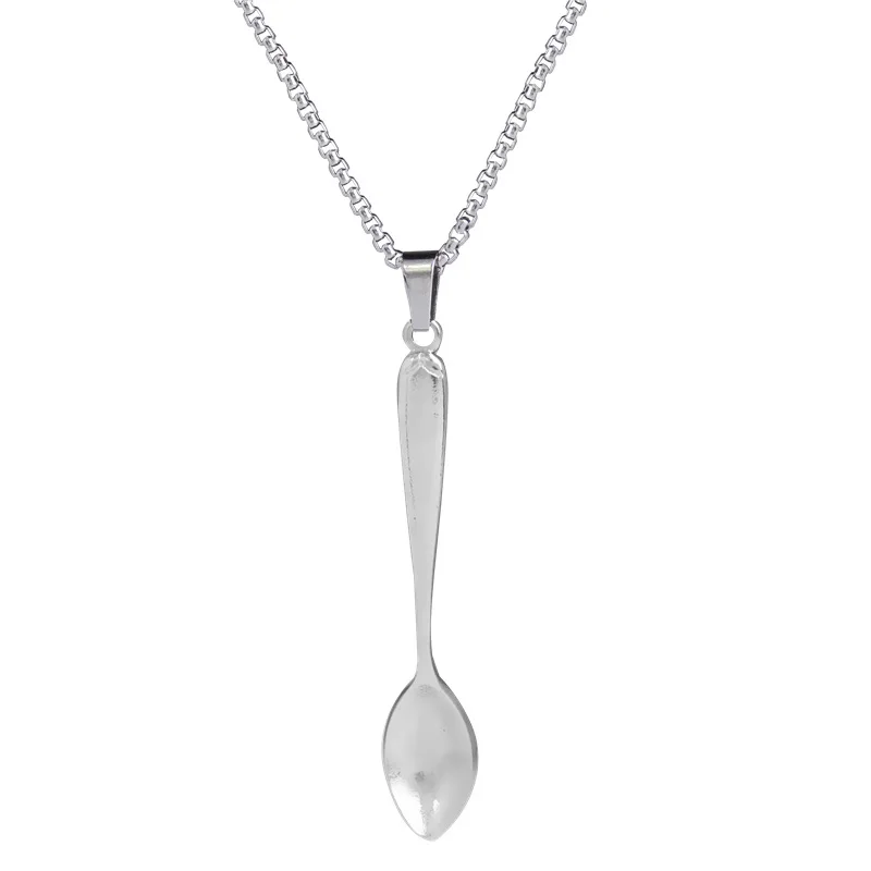 

Stainless Steel Spoon Pendant Necklace For Women Simplicity Clavicle Chain Fashion Hip Hop Punk Jewelery Party Gift 2020 Trend