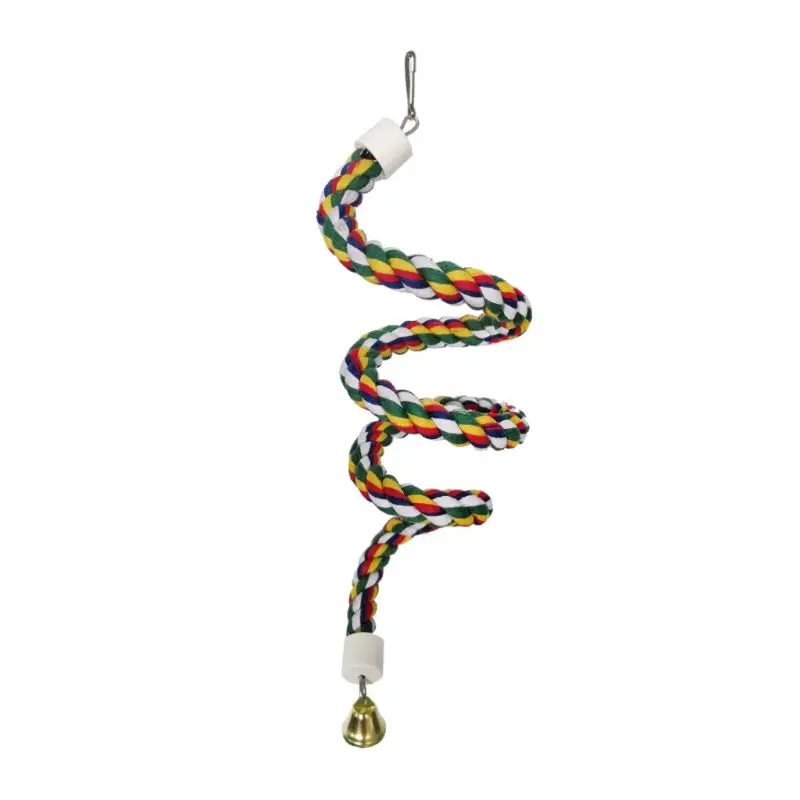 2 Pcs/set Bird Perches Wood Stand Playground Paw Grinding Rope Parrot Cage Climbing Ropes Swing Spiral Standing Toy | Дом и сад