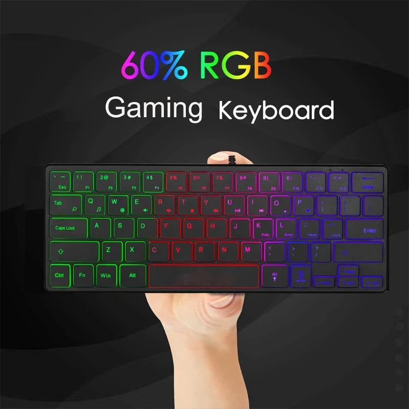 60% компактная клавиатура с 64 клавишами RGB подсветкой USB Проводная игровая