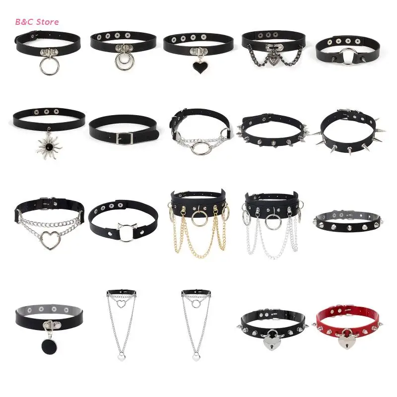 

24BC готические заклепки, искусственное ожерелье с шипами, воротник-чокер в стиле панк, Готический Декор